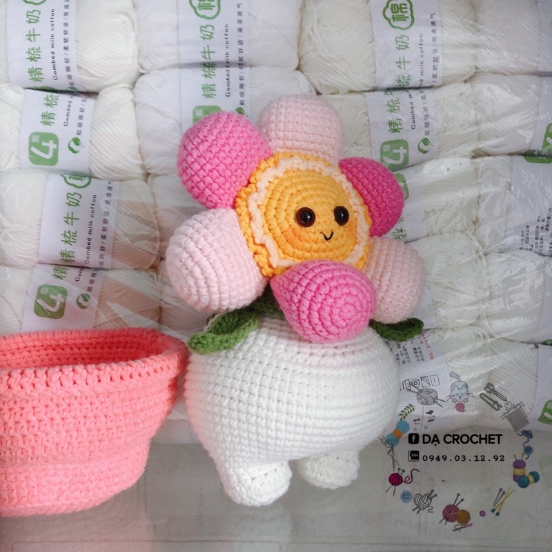 Bình Hoa Nhồi Bông Đáng Yêu Cho Bé - Thú Bông Len Handmade Đan Móc Thủ Công Bằng Tay