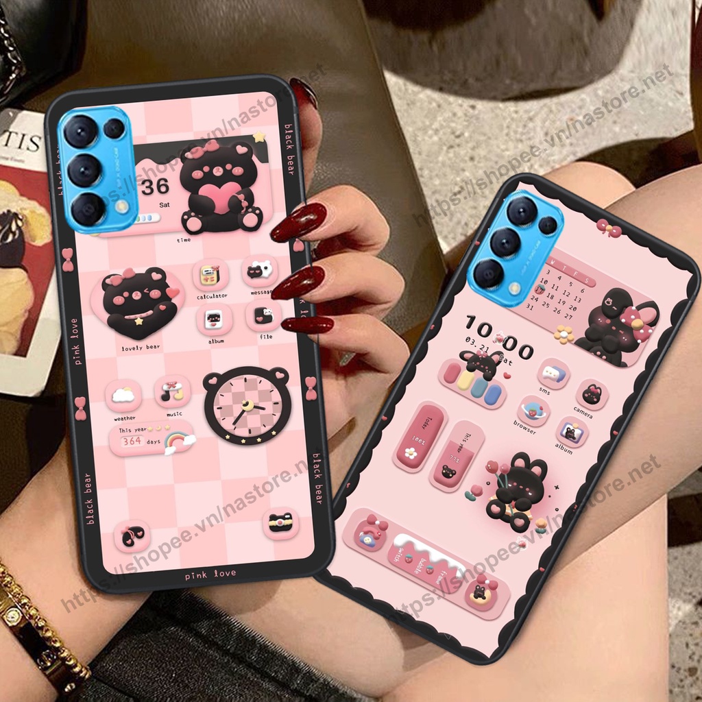Ốp lưng Oppo Reno5 4G / Reno5 5G / Reno 5 gấu, đồng hồ dễ thương cute giá rẻ