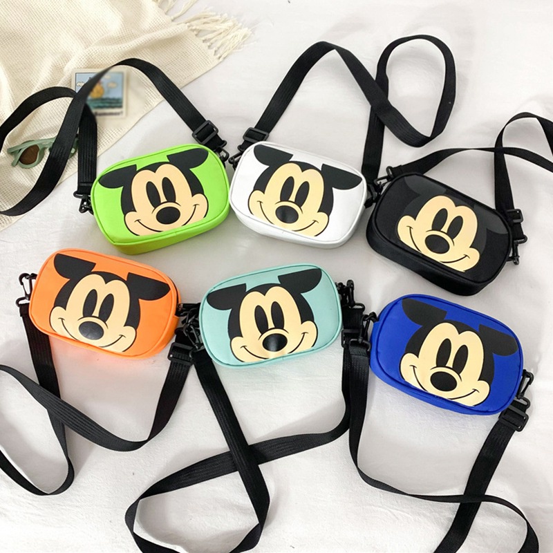 Túi Đeo Chéo Vải Canvas Mini Hình Chuột Mickey Dễ Thương Cho Bé