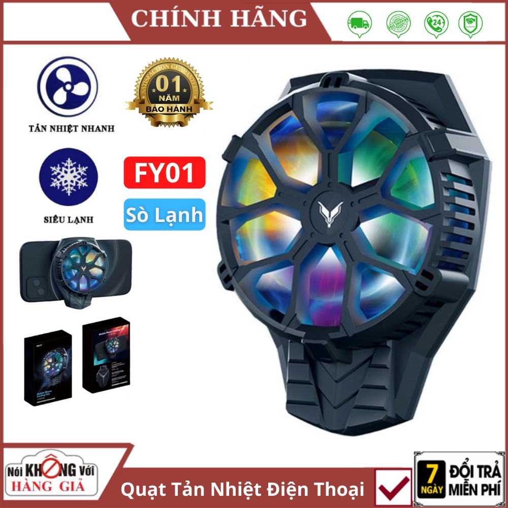 Quạt tản nhiệt điện thoại FY01 - Sò Lạnh Tản Nhiệt Cao Cấp , LED RGB, Kẹp thu vào 2 chiều - Bảo hành 12 tháng