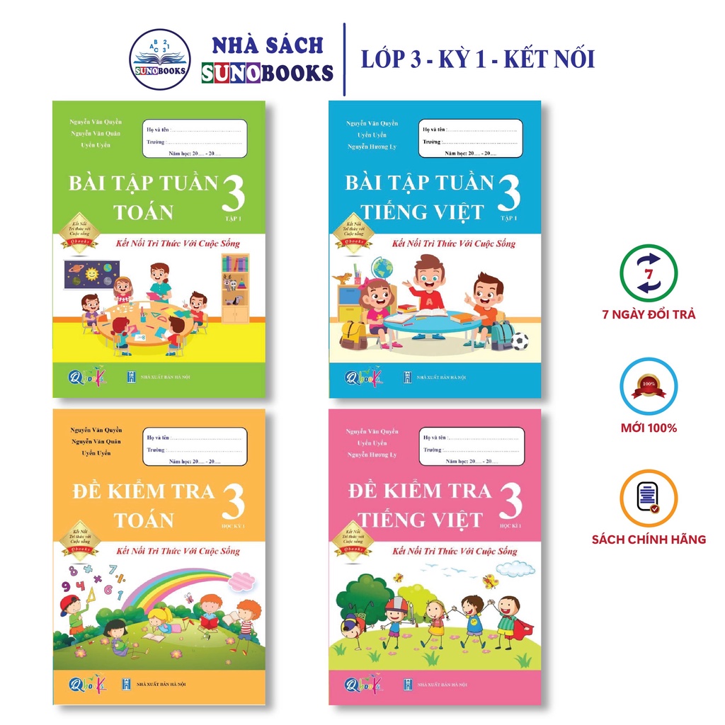 Sách - Combo Bài Tập Tuần và Đề Kiểm Tra Toán và Tiếng Việt lớp 3 - Kết Nối Tri Thức Với Cuộc Sống - Học Kì 1