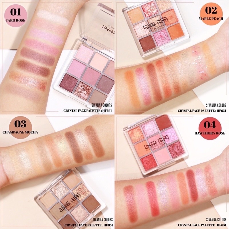 Bảng phấn mắt 9ô Sivanna Crystal Face Palette HF651