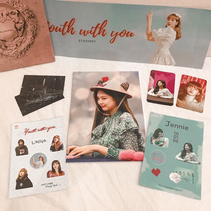 Set quà thành viên Jennie nhóm Blackpink | Ảnh, sticker, card