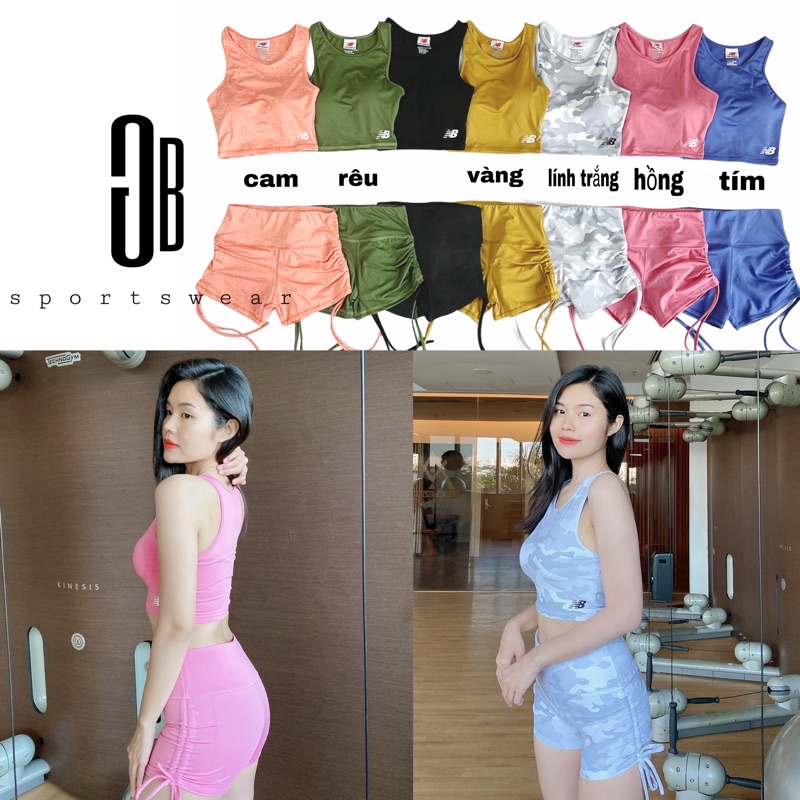 Set short đùi thể thao nữ ôm body NB tập gym yoga aerobic nhiều màu cực xinh