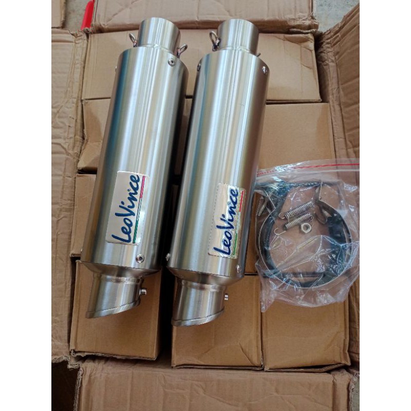 Pô leovince 1.1 màu bạc. lắp nhiều dòng xe máy. tặng kèm tiêu giảm thanh CNC.