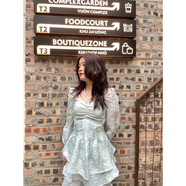 (ĐANG SẴN) Đầm thiên nga voan hoa nổi hở lưng có lót ngực 2 màu trắng xanh size S M L | BigBuy360 - bigbuy360.vn