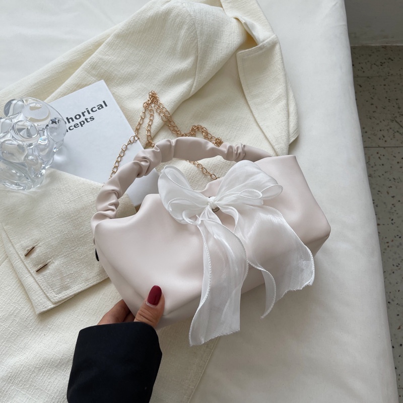 Túi Xách Đeo Vai Hình Đám Mây Thắt Nơ Xếp Ly Thời Trang Phổ Biến