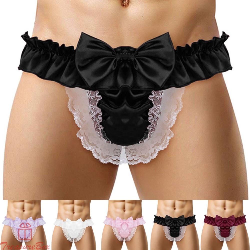 LomcMen Sissy Seethrough Panties Satin Bikini GString Thong Briefs Sexy Underwear CBdzhjWB