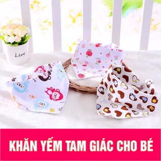 Yếm tam giác ăn dặm hàng cotton hai lớp bấm cúc