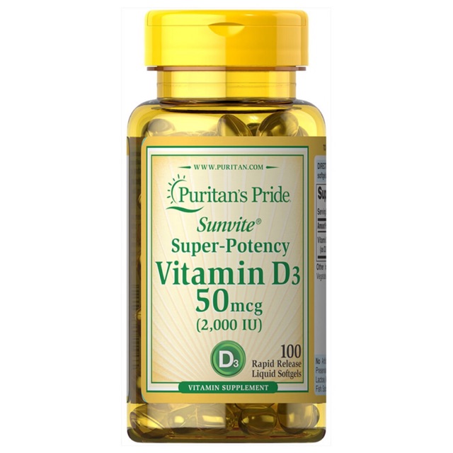 Puritan's Pride Vitamin D3 50 mcg (2,000 IU) 100v