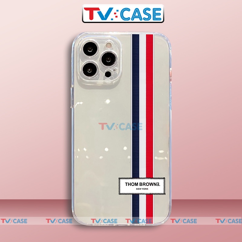 Ốp lưng iPhone Thom Browne cạnh vuông chống sốc silicon trong suốt mềm dẻo ip 6/6s/7/8/X/XS/11/12/13/14 Pro Plus Max
