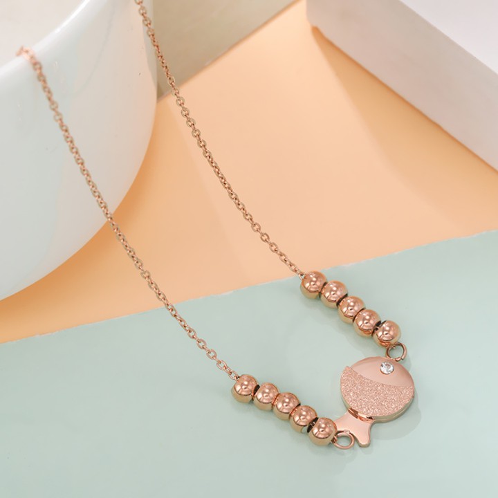 Dây chuyền nữ titan cao cấp hình con cá lớp phun cát siêu đẹp, bền màu, hợp thời trang