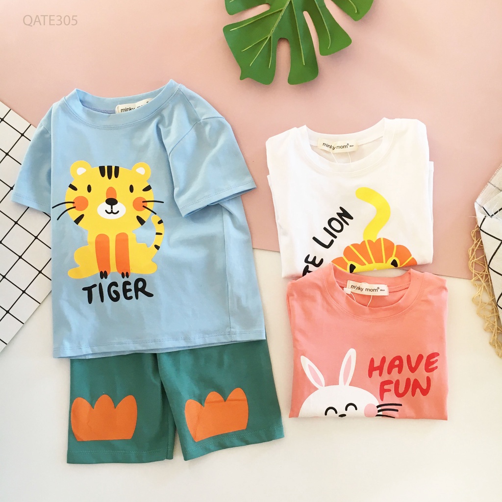 Bộ Cộc Tay Minky Mom COTTON 100% In Hình Động Vật Đáng Yêu Cho Bé (QATE305)
