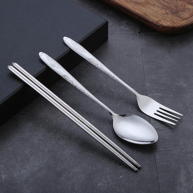 Bộ đũa thìa dĩa inox cao cấp có hộp đưng trơn - Hộp đũa thìa dĩa văn phòng du lịch tiện lợi