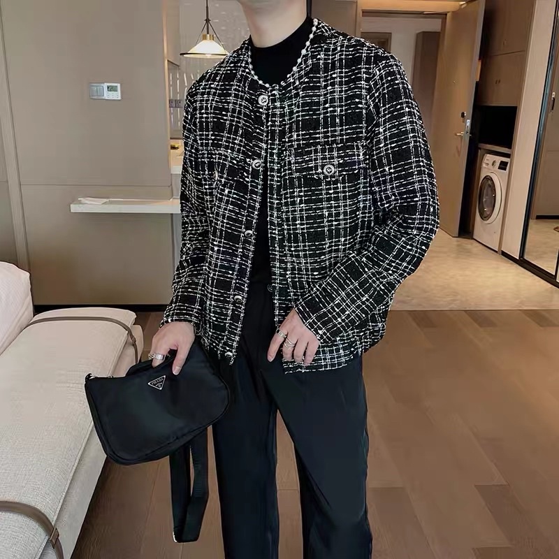 ÁO KHOÁC DẠ TWEED CỔ TRÒN CHO NAM |TAHISHOP|