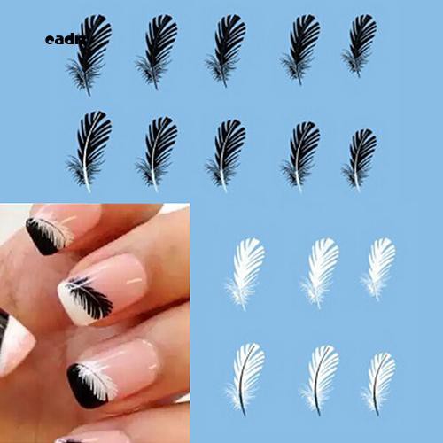 [Hàng mới về] Bộ 2 tờ miếng dán trang trí móng tay nghệ thuật chuyển nước họa tiết lông vũ thời trang