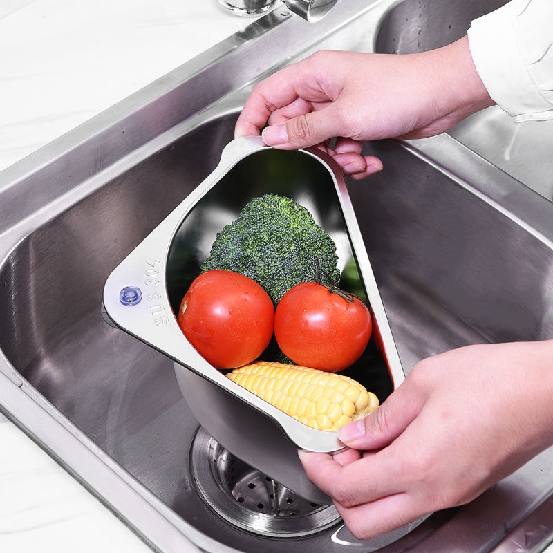 Rổ Tam Giác Bằng Thép Không Gỉ 304 Thoát Nước Tiện Dụng Cho Nhà Bếp