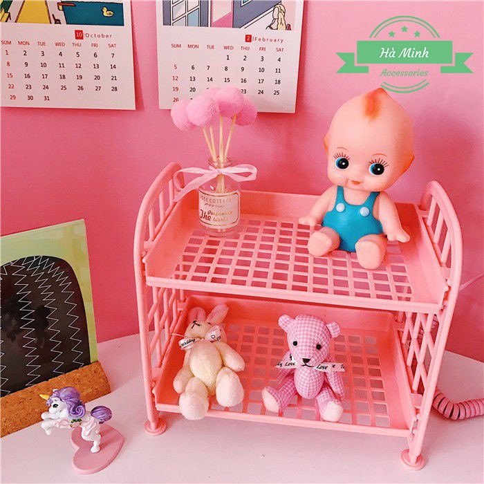 KỆ NHỰA MINI ĐỂ BÀN 2 TẦNG ULZZANG - KỆ NHỰA TIỆN LỢI