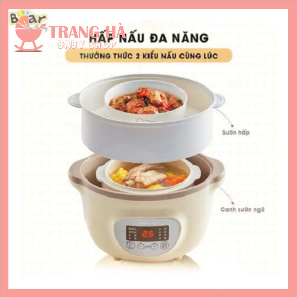 (BẢN QUỐC TẾ) Nồi Nấu Cháo Chậm Đa Năng Bear 1,6L, Nồi Ninh Hầm, Hấp Cách Thủy Tự động Hẹn Giờ Thông Minh