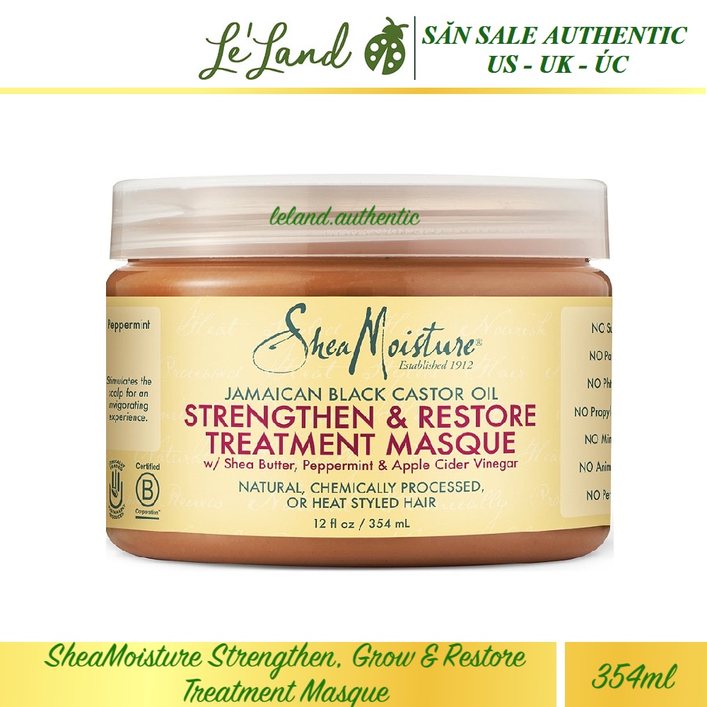 Bill US -  Mặt nạ tóc SheaMoisture Strengthen, Grow &amp; Restore Treatment Masque Jamaican Black Castor Oil Shea Moisture