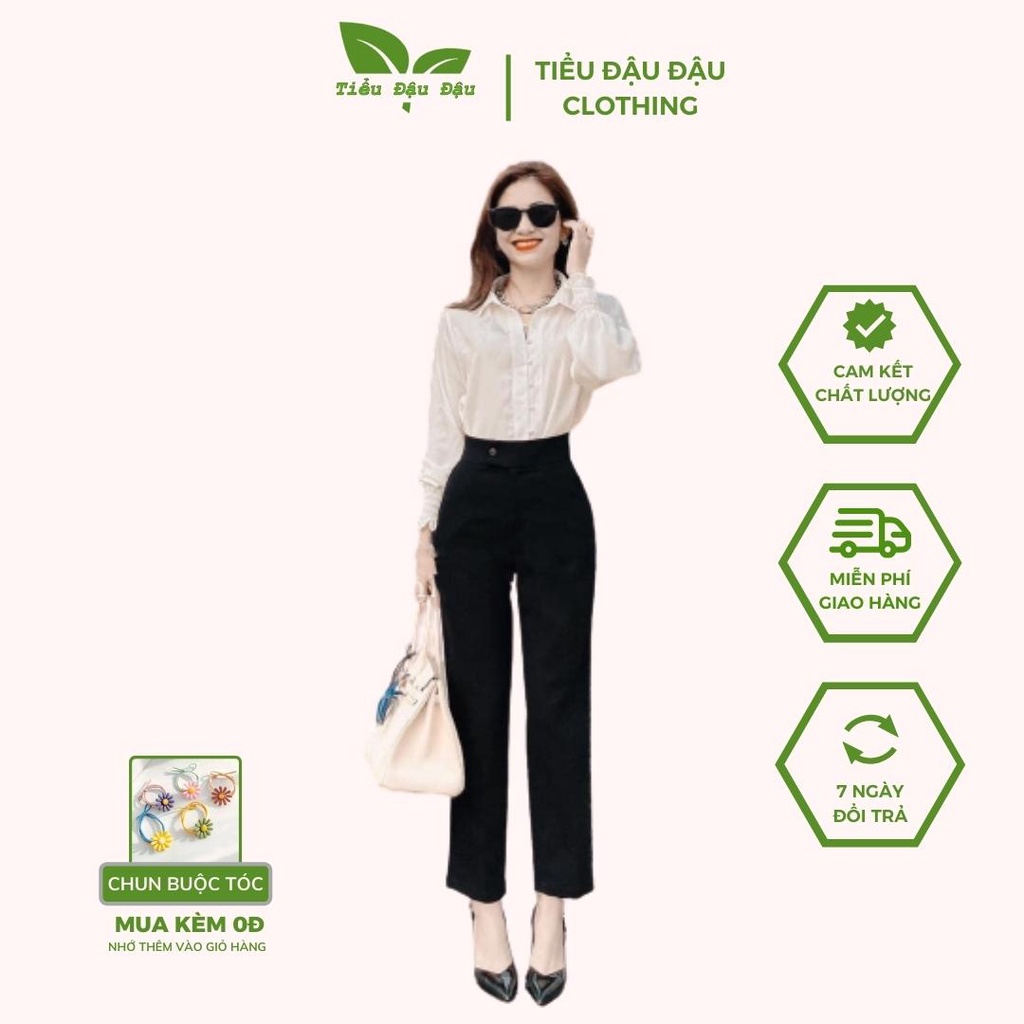Quần baggy nữ cạp một cúc cạp lệch siêu cá tính cực đẹp