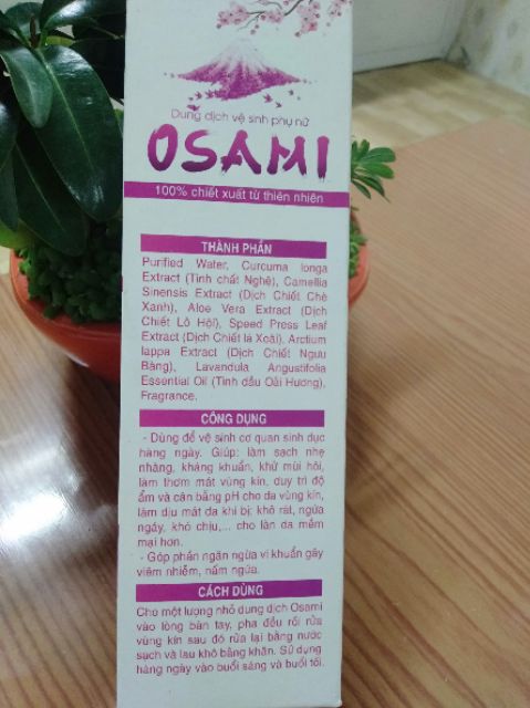 Dung dịch vệ sinh phụ nữ OSAMI chai 180ml-Làm hồng,se khít, phòng ngừa nhiễm khuẩn, giảm thâm,chống khô
