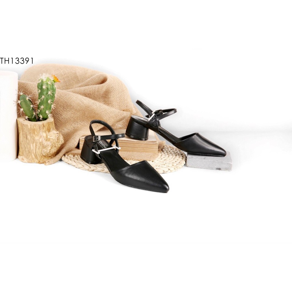 Giày Sandal Cao Gót Nữ F.REDNEX Mũi Nhọn Đế Trụ Phối Quai Hậu 3CM Chất Da Mềm Đẹp Cao Cấp - TH13391