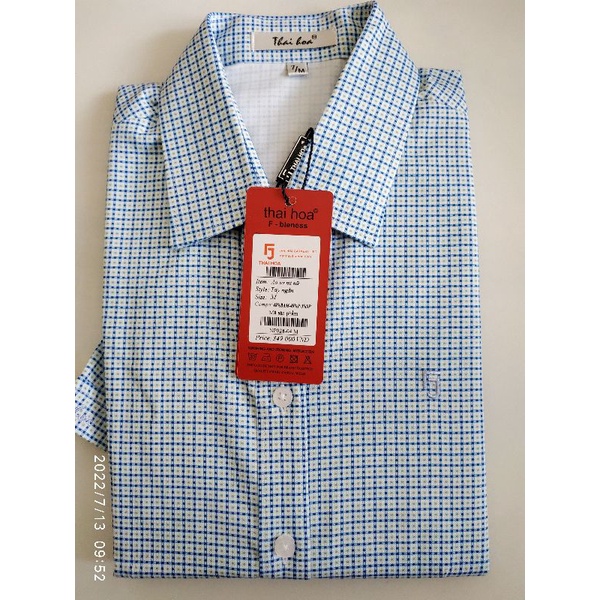 Thái Hoà Chính Hãng mẫu mới 2023 áo sơ mi hoạ tiết caro vải mềm NP028