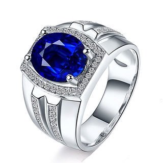Nhẫn đeo tay bằng thép không gỉ đính đá sapphire thời trang