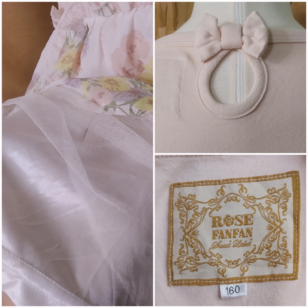 |2hand| Đầm nhật Rose FanFan tay bồng - thun cotton phối voan hoa