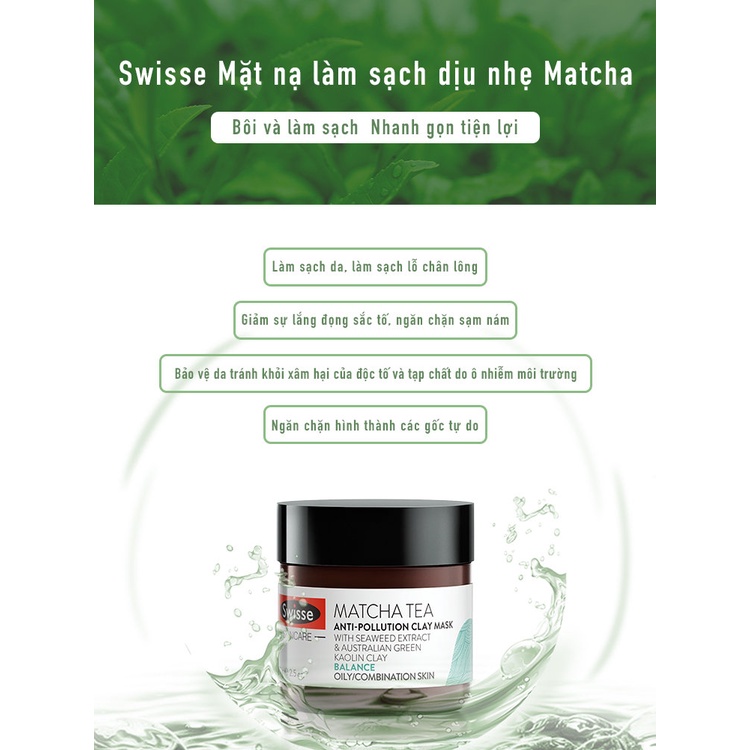 Mặt nạ đất sét Swisse Clay Mask detox sáng da cấp ẩm Manuka Honey/ Matcha / Blood Orange/ Hyaluronic 70g