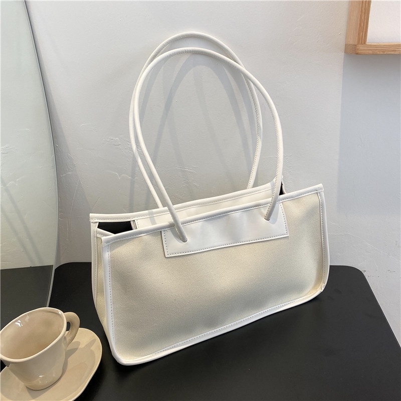 Túi Xách Canvas Sức Chứa Lớn Thiết Kế Đơn Giản Màu Sắc Đơn Giản Thời Trang Mùa Hè