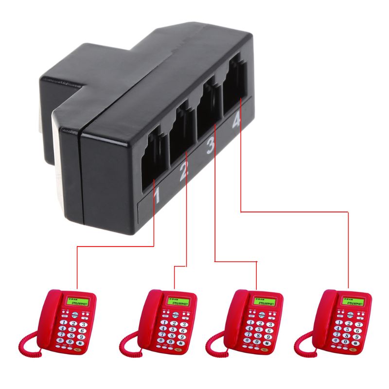 Cáp Chuyển Đổi RJ11 6P4C Female Sang 4 Ethernet RJ45 8P8C Male F M Cho Điện Thoại
