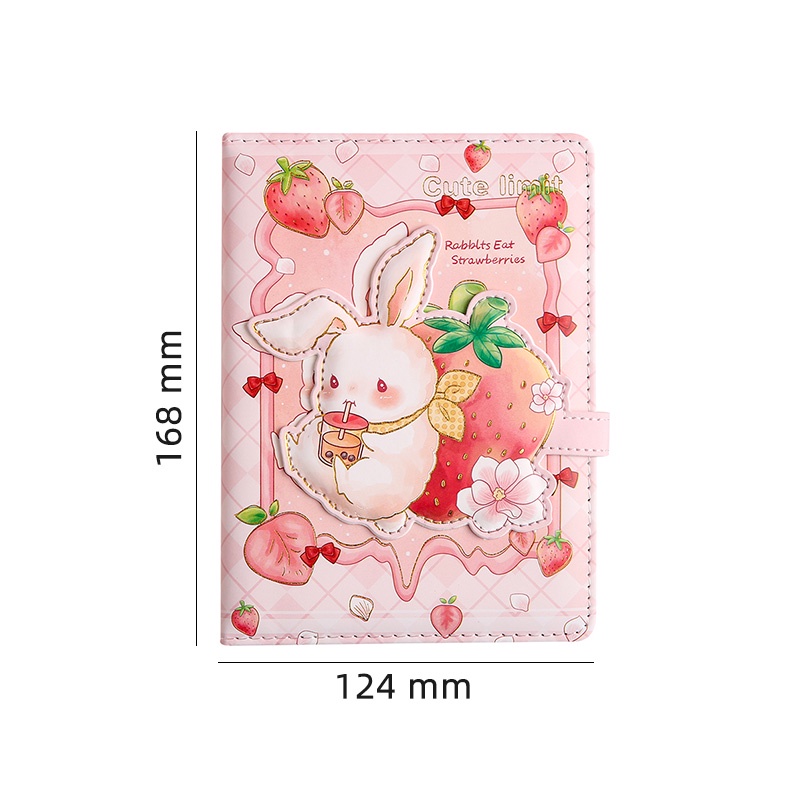 Bộ 112 tờ giấy A6 da PU mềm chống thấm nước có khóa nam châm họa tiết hoạt hình đáng yêu