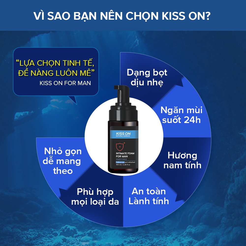 Dung dịch vệ sinh nam tạo bọt KISS ON giúp làm sạch, khử mùi hôi bọt vệ sinh nam giới kisson 100ml TM-KI-VS01