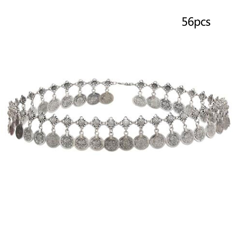 Dây Xích Đeo Hông Phối Đồng Xu Màu Vàng / Bạc Dùng Múa Bụng