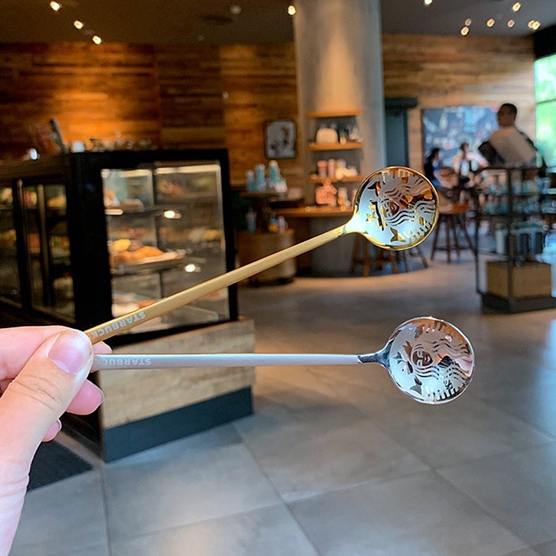 STARBUCKS Bộ Muỗng Nĩa Bằng Thép Không Gỉ Phong Cách Châu Âu