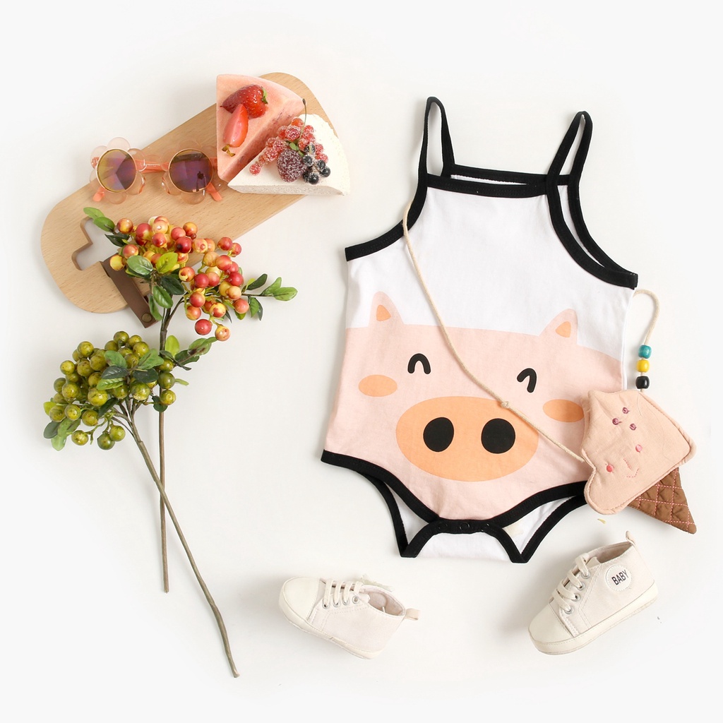 Sanlutoz Mùa hè Đứa bé Áo liền quần Không tay Bông Hoạt hình Dễ thương