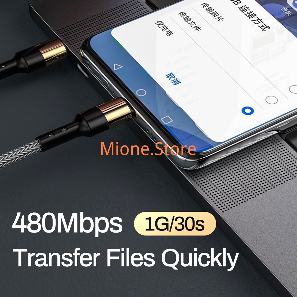Dây cáp sạc nhanh MIONE 65W chuyển đổi Type C sang Type C 60W thích hợp cho máy tính xách tay Macbook
