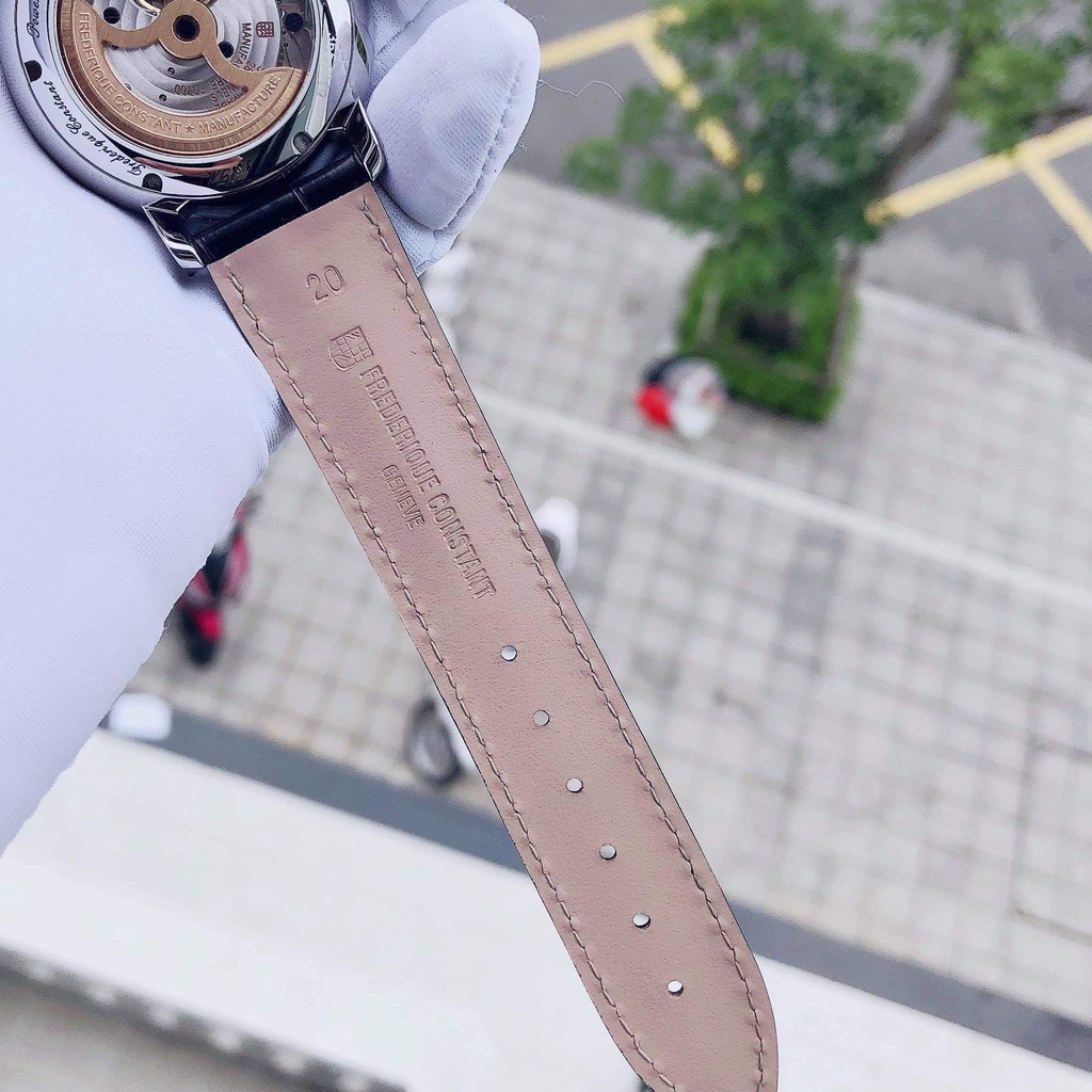 Đồng hồ cơ lộ máy dây da chính hãng FC Slimline Power Reserve Manufacture Dial Trắng Tinh Khiết