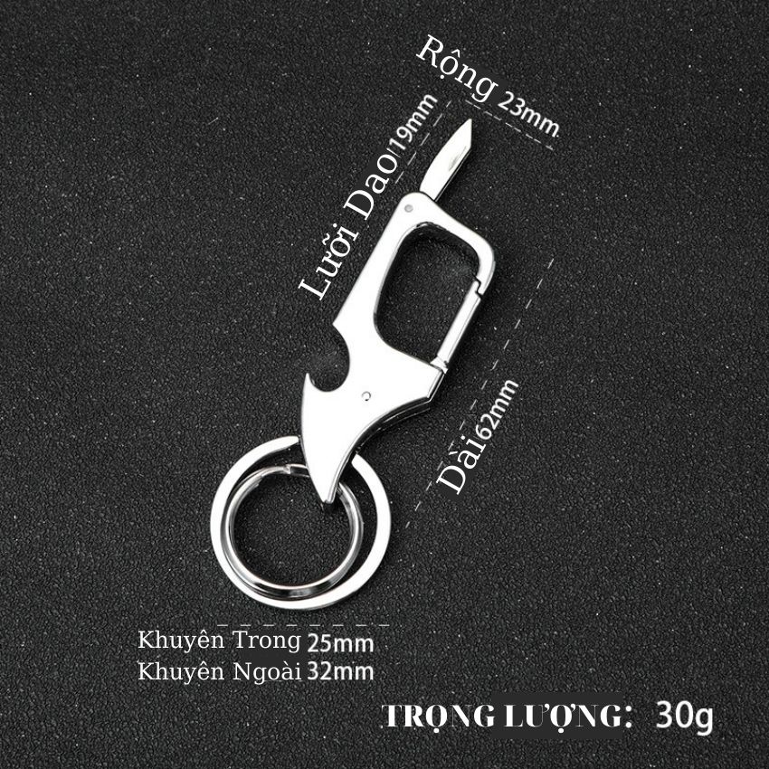 Móc Chìa Khoá Đa Năng Kèm Chức Năng Mở Bia, Đồ Mở Hộp Mini Dài 23mm Gồm 2 Khuyên 1 khuyên Nhỏ 1 Khuyên to