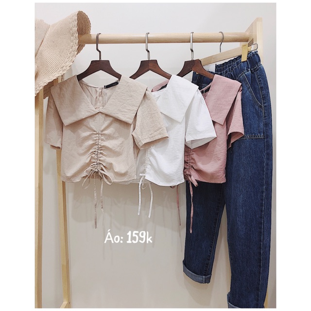 Áo rút dây cổ bẻ