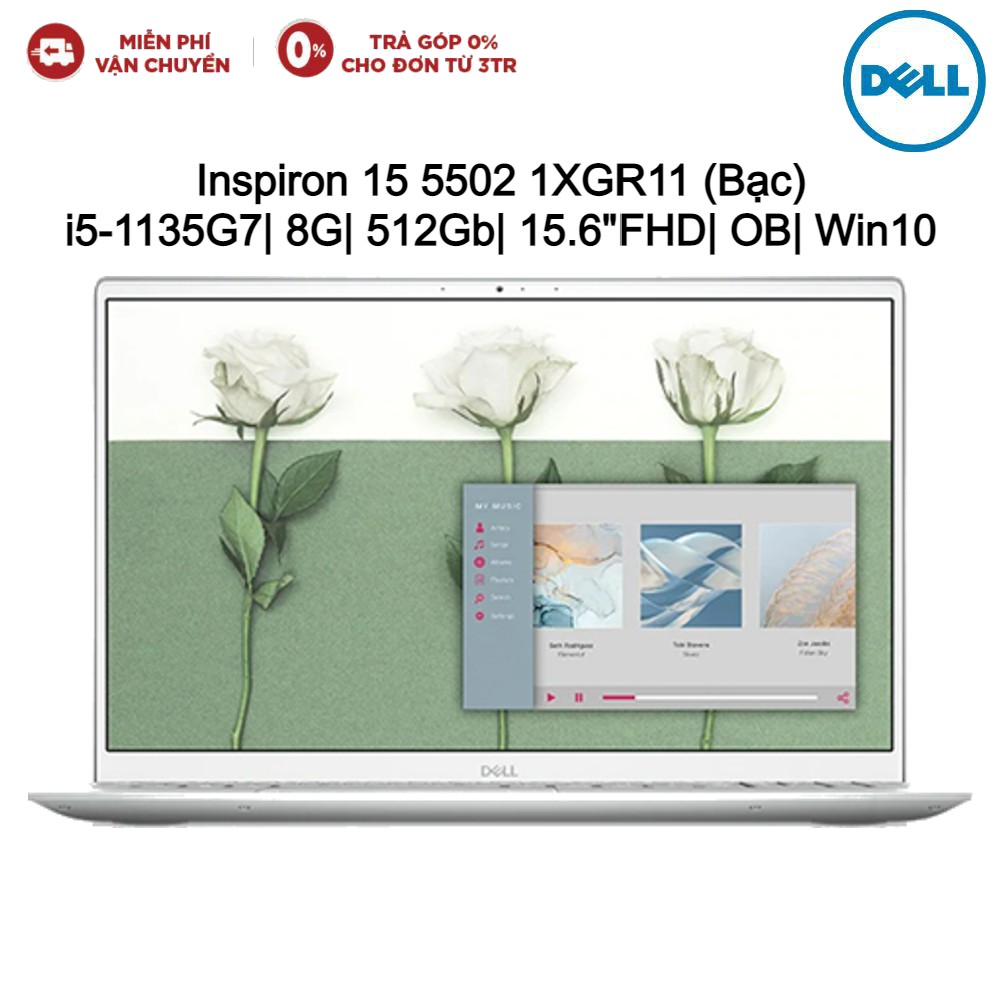 [Mã ELTECHZONE giảm 5% đơn 500K] Laptop DELL Inspiron 15 5502 1XGR11 i5-1135G7| 8G| 512Gb| 15.6&quot;FHD| OB| Win10