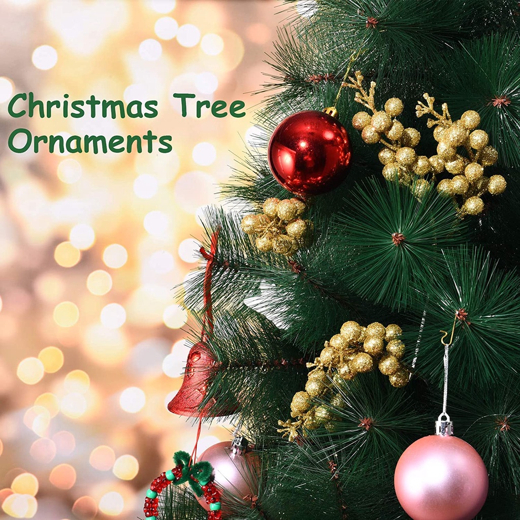 Set 10 Phụ Kiện Trang Trí Cây Thông Giáng Sinh Đính Kim Sa Lấp Lánh