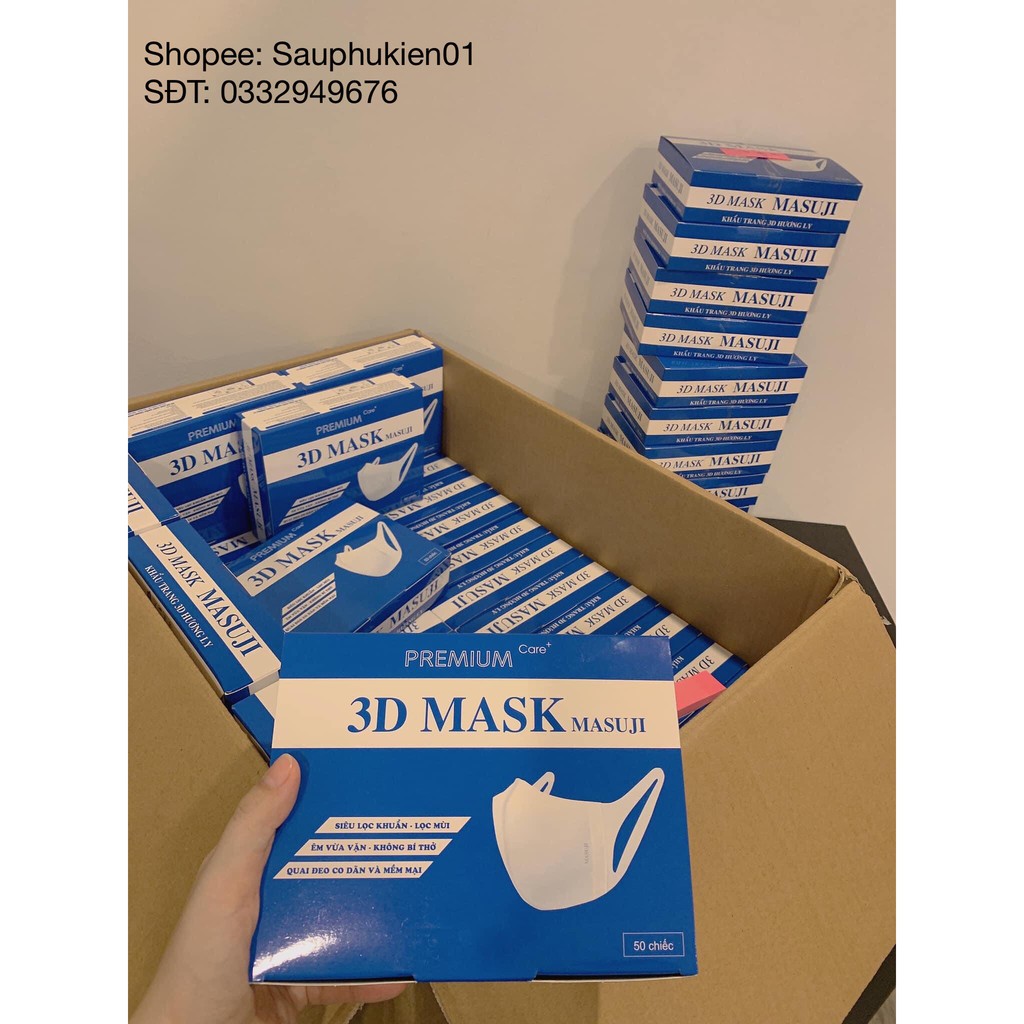 Khẩu Trang CAO CẤP 3D Mask Masuji Chính Hãng( hộp 50c) - Chống Bụi Bẩn - Giảm Sự Lây Lan Của Virus