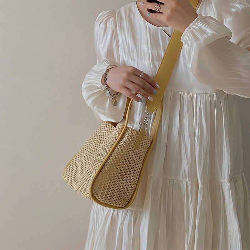 Túi đeo vai IELGY đan cói màu sắc tương phản thời trang cho nữ