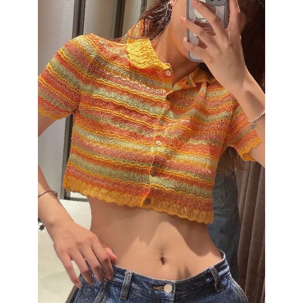 ÁO LEN SỌC CROPTOP ZARA XUẤT XỊN
