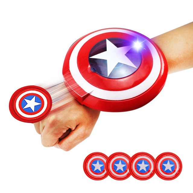 ❣️❣️ Đồ chơi Khiên Xoay Đèn & Bao Tay Bắn Thẻ Đội Trưởng Mỹ Captain America ❣️❣️ Size dành cho trẻ em