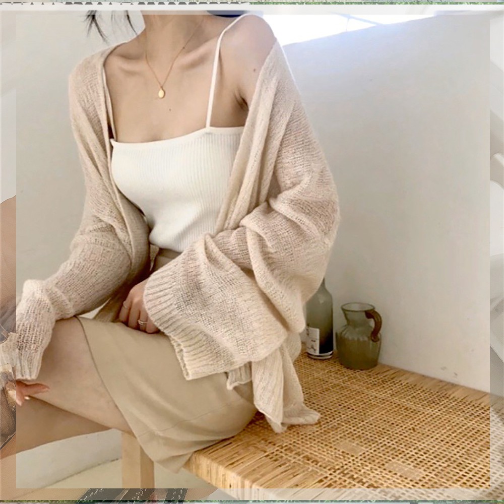 Áo khoác len mỏng dệt kim - Áo khoác đi biển