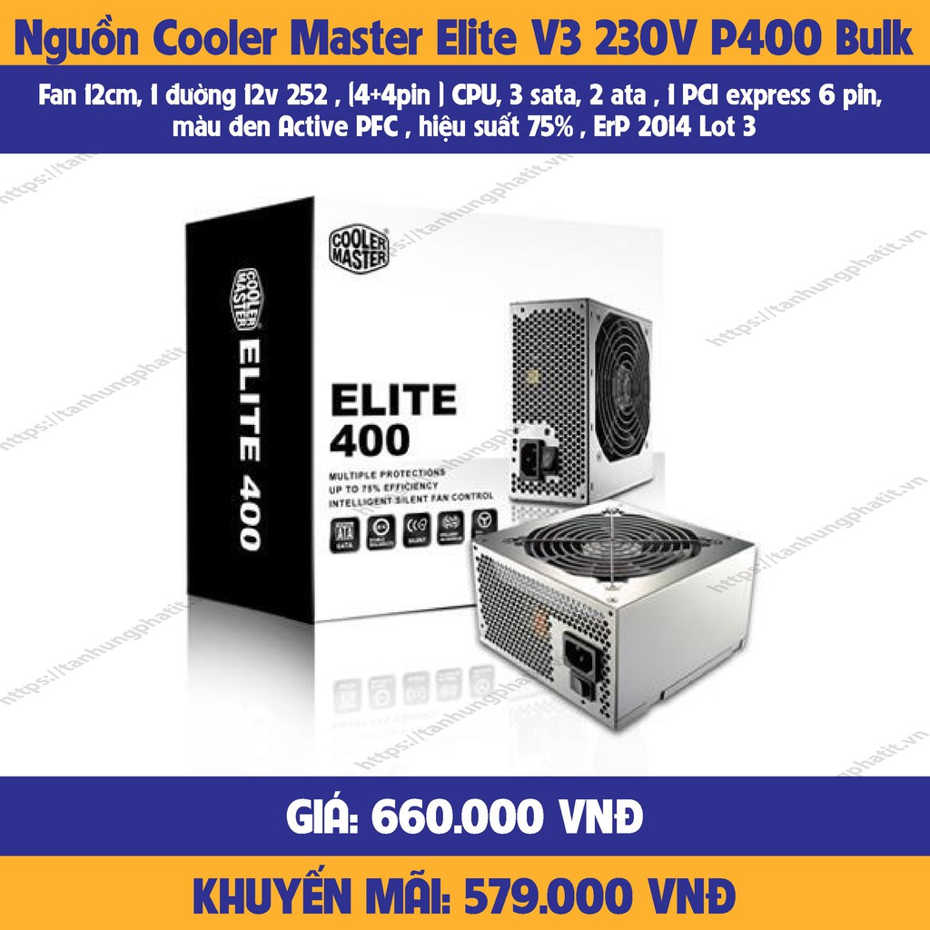 Nguồn máy tính PC Cooler Master Elite V3 230V P400 Bulk-hàng chính hãng-mới 100%
